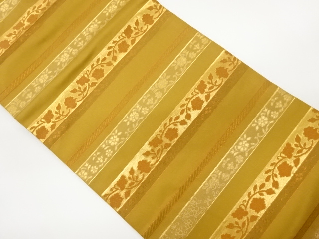 JAPANESE KIMONO / FLOWER ARABESQUE PATTERN WOVEN / HORIZONTAL ROWS / N